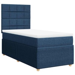 Sommier à lattes de lit avec matelas Bleu 90x190 cm Tissu 