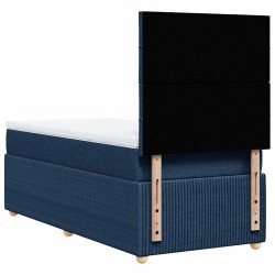 Sommier à lattes de lit avec matelas Bleu 90x190 cm Tissu 