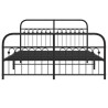 Cadre de lit métal sans matelas avec pied de lit noir 150x200cm 