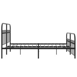Cadre de lit métal sans matelas avec pied de lit noir 150x200cm 