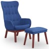 Chaise de relaxation avec repose-pied Bleu Tissu 