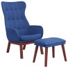 Chaise de relaxation avec repose-pied Bleu Tissu 