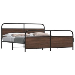 Cadre de lit en métal sans matelas chêne marron 193x203 cm 