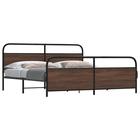 Cadre de lit en métal sans matelas chêne marron 193x203 cm 
