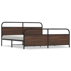Cadre de lit en métal sans matelas chêne marron 193x203 cm 