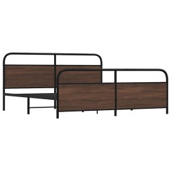 Cadre de lit en métal sans matelas chêne marron 193x203 cm 