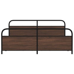 Cadre de lit en métal sans matelas chêne marron 193x203 cm 