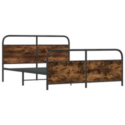 Cadre de lit en métal sans matelas chêne fumé 193x203 cm 