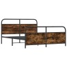 Cadre de lit en métal sans matelas chêne fumé 193x203 cm 