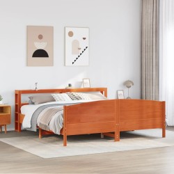 Cadre de lit sans matelas cire marron 200x200cm bois pin massif 