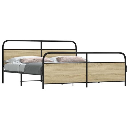 Cadre de lit en métal sans matelas chêne sonoma 193x203 cm 