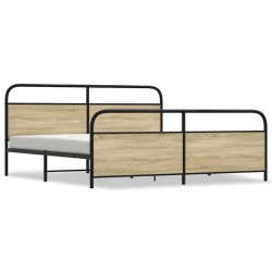 Cadre de lit en métal sans matelas chêne sonoma 193x203 cm 