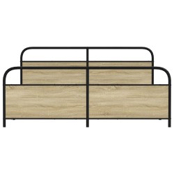 Cadre de lit en métal sans matelas chêne sonoma 193x203 cm 