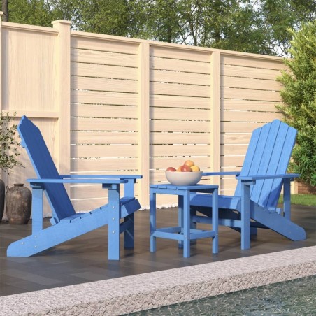 Chaises de jardin Adirondack avec table PEHD Bleu aqua 