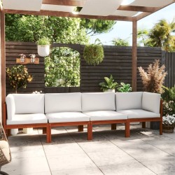 Canapé de jardin à 4 places avec coussin Bois d'acacia massif 
