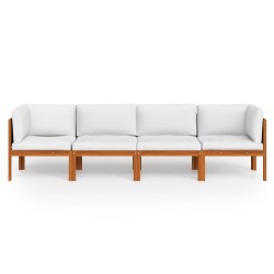 Canapé de jardin à 4 places avec coussin Bois d'acacia massif 