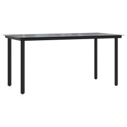 Ensemble à manger de jardin et coussins 5 pcs noir rotin verre 