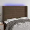Tête de lit à LED Marron foncé 147x16x118/128 cm Tissu 