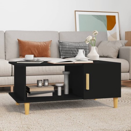 Table basse noir 90x50x40 cm bois d'ingénierie 