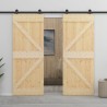 Porte coulissante avec kit de quincaillerie 90x210cm Pin massif 