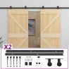 Porte coulissante avec kit de quincaillerie 90x210cm Pin massif 