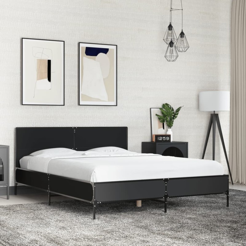 Cadre de lit sans matelas noir 140x190 cm 