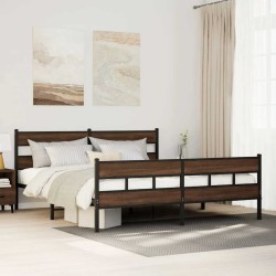 Cadre de lit en métal sans matelas chêne marron 183x213 cm 