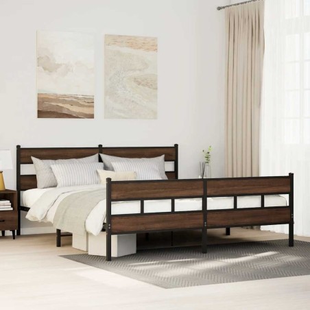 Cadre de lit en métal sans matelas chêne marron 183x213 cm 