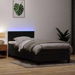 Sommier à lattes de lit avec matelas noir 100x210 cm velours 