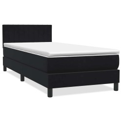 Sommier à lattes de lit avec matelas noir 100x210 cm velours 