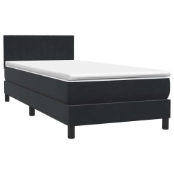 Sommier à lattes de lit avec matelas noir 100x210 cm velours 