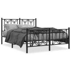 Cadre de lit métal sans matelas avec pied de lit noir 140x200cm 
