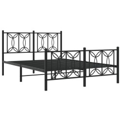 Cadre de lit métal sans matelas avec pied de lit noir 140x200cm 