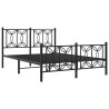 Cadre de lit métal sans matelas avec pied de lit noir 140x200cm 