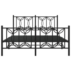 Cadre de lit métal sans matelas avec pied de lit noir 140x200cm 
