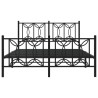 Cadre de lit métal sans matelas avec pied de lit noir 140x200cm 