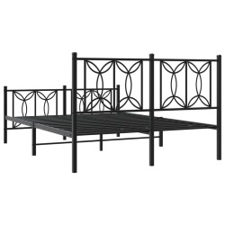 Cadre de lit métal sans matelas avec pied de lit noir 140x200cm 