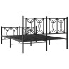 Cadre de lit métal sans matelas avec pied de lit noir 140x200cm 