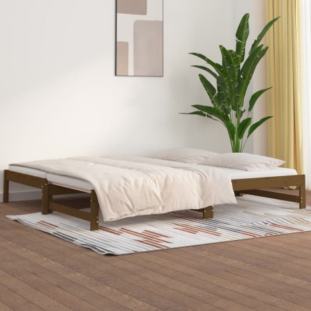 Lit coulissant sans matelas marron miel 2x(90x200) cm 
