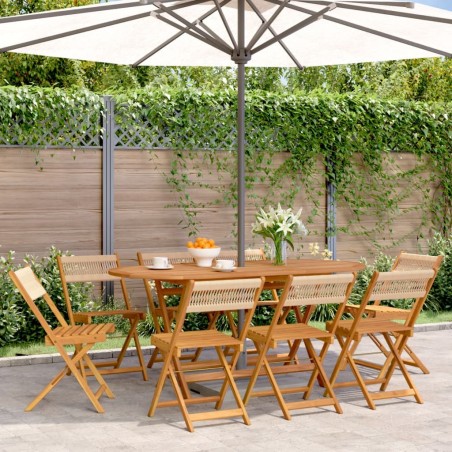 Chaises de jardin pliantes lot de 8 beige bois d'acacia massif 