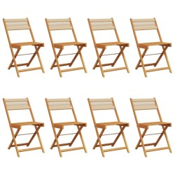 Chaises de jardin pliantes lot de 8 beige bois d'acacia massif 