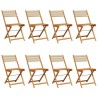 Chaises de jardin pliantes lot de 8 beige bois d'acacia massif 