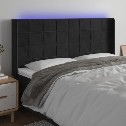 Tête de lit à LED Noir 163x16x118/128 cm Velours 