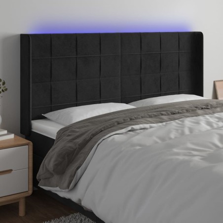 Tête de lit à LED Noir 163x16x118/128 cm Velours 