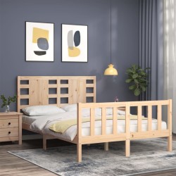 Cadre de lit sans matelas bois de pin massif 