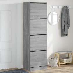 Armoire à chaussures 4 tiroirs rabattables sonoma 60x42x204 cm 