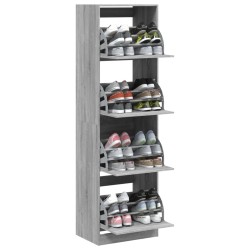 Armoire à chaussures 4 tiroirs rabattables sonoma 60x42x204 cm 