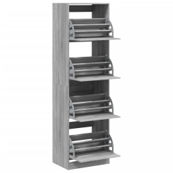 Armoire à chaussures 4 tiroirs rabattables sonoma 60x42x204 cm 