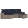 Salon de jardin 5 pcs avec coussins gris résine tressée 