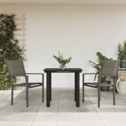 Ensemble à manger de jardin 3 pcs noir textilène et acier 